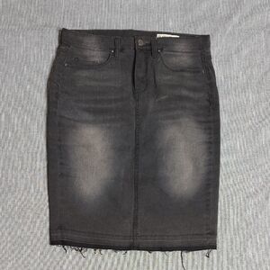 Blank NYC Denim Swing Skirt Womens Size 30 Black Faded Dark Stretch Midi